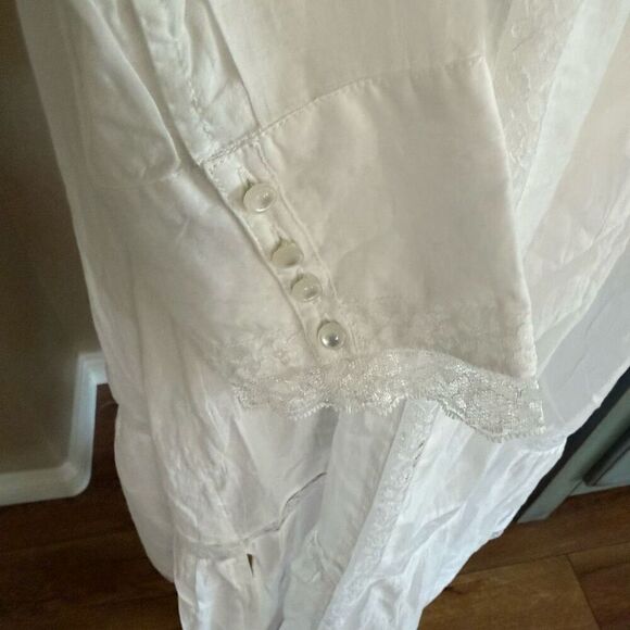 NWT Free People Womens Button Front Long Sleeve Keepsake Maxi Top Ivory Medium - Picture 12 of 13